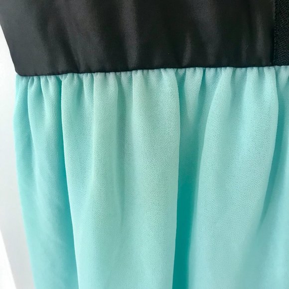 Seductions Blue Dress with Black Faux Leather Top - Picture 6 of 8